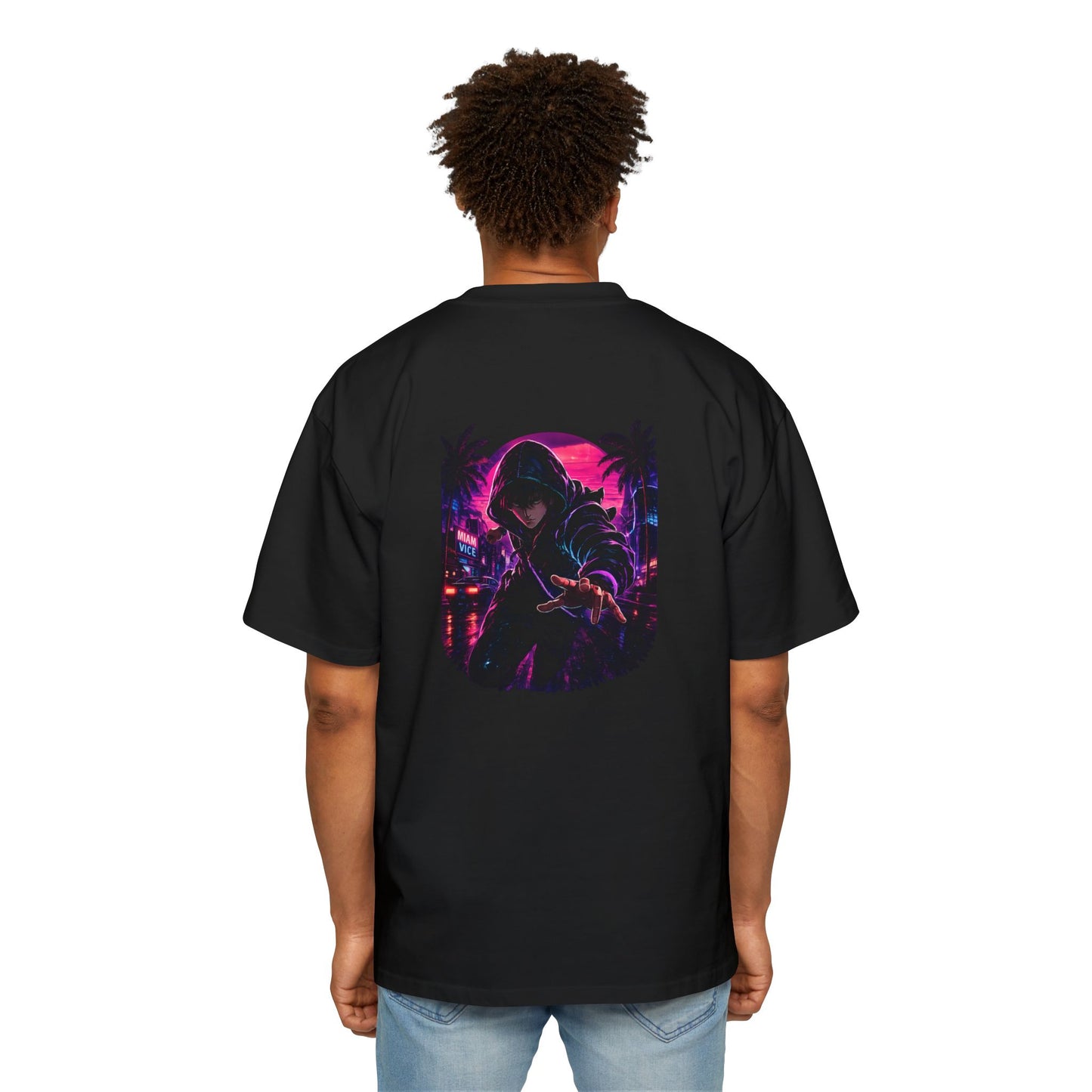 NightGrid FM Heavy Oversized Tee – Neon Vice Edition