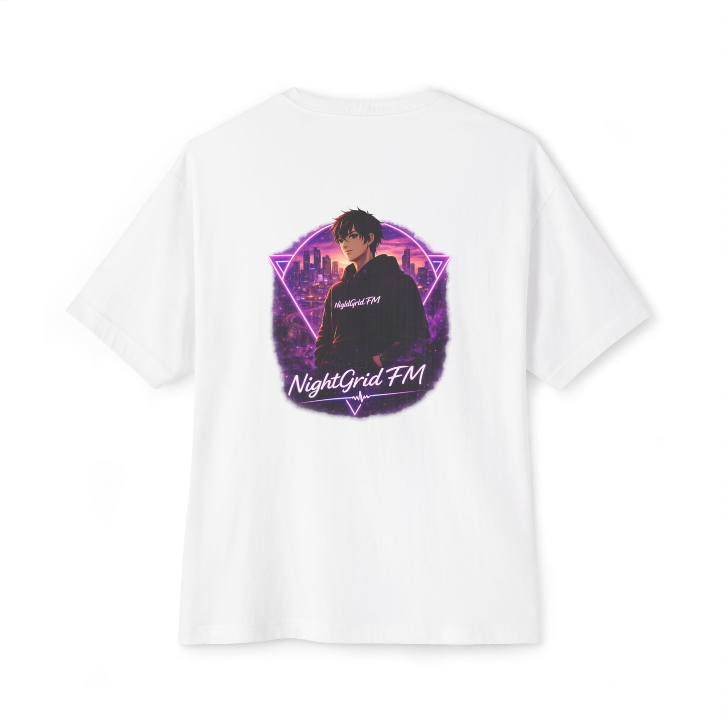 NightGrid FM Neon Utopia Oversized Tee – Cyberpunk Anime Streetwear