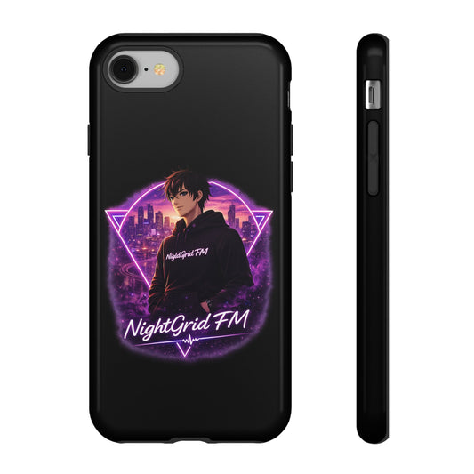 NightGrid FM Neon Utopia Phone Case – Cyberpunk Anime Protective Case