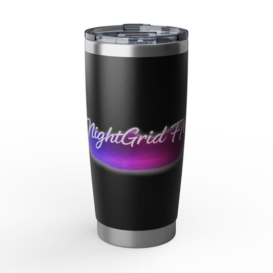 NightGrid FM Neon Drift Tumbler — Midnight Signal Edition | 20oz Insulated Vaporwave Drinkware