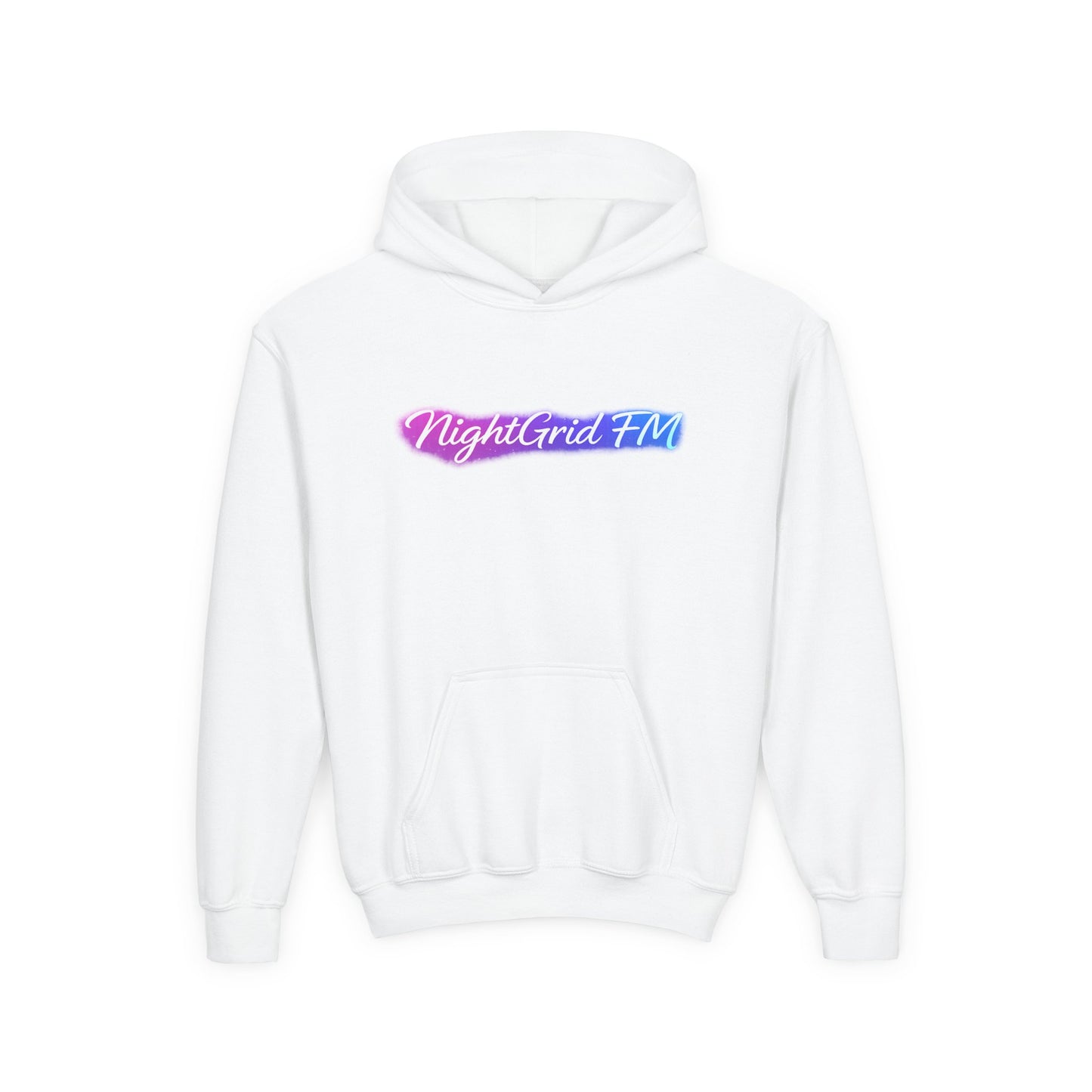 NightGrid FM Kids Neon Utopia Hoodie – Youth Anime Streetwear Graphic Hoodie