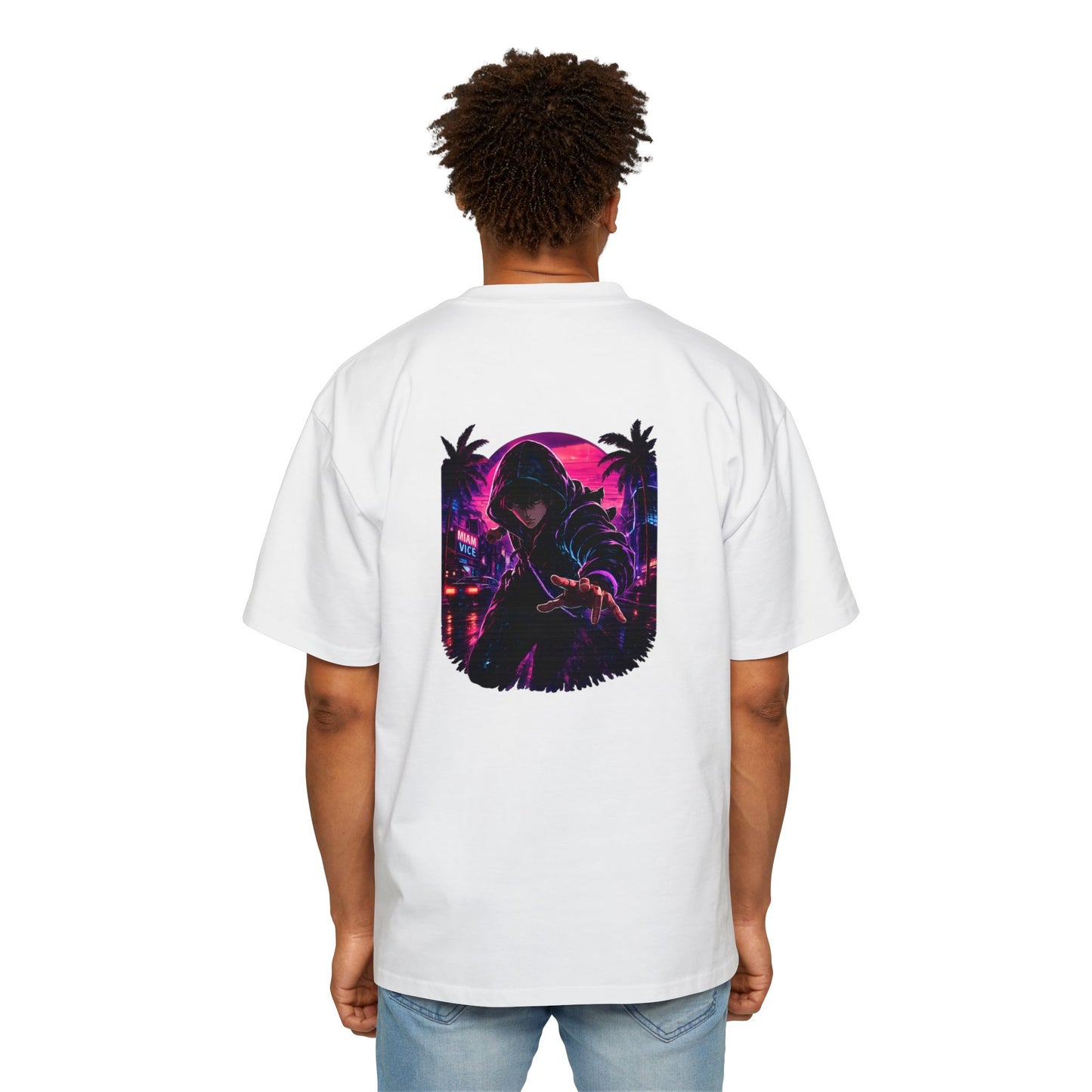 NightGrid FM Heavy Oversized Tee – Neon Vice Edition