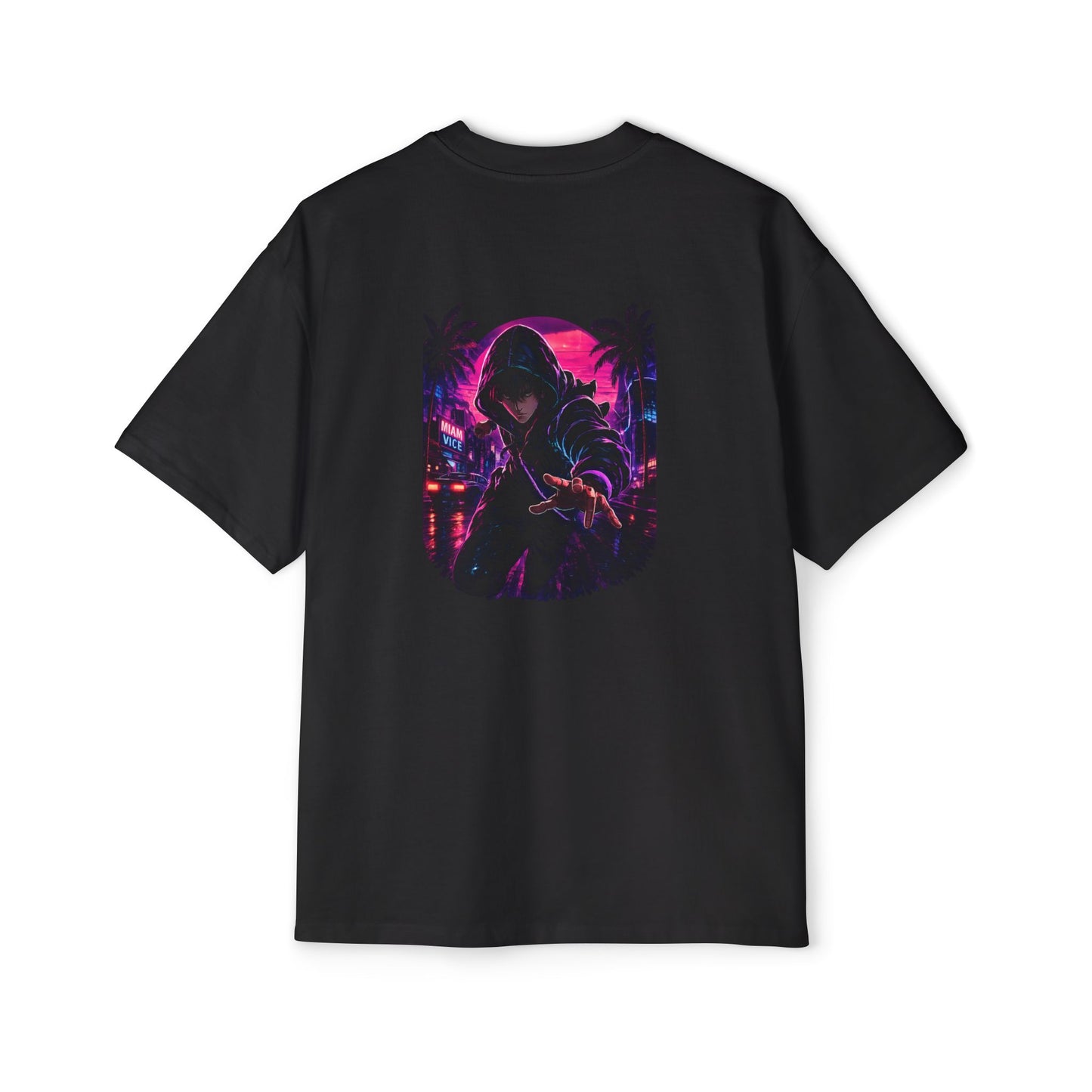 NightGrid FM Heavy Oversized Tee – Neon Vice Edition