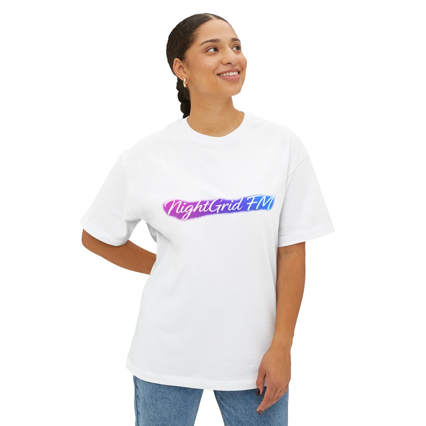 NightGrid FM Neon Utopia Oversized Tee – Cyberpunk Anime Streetwear