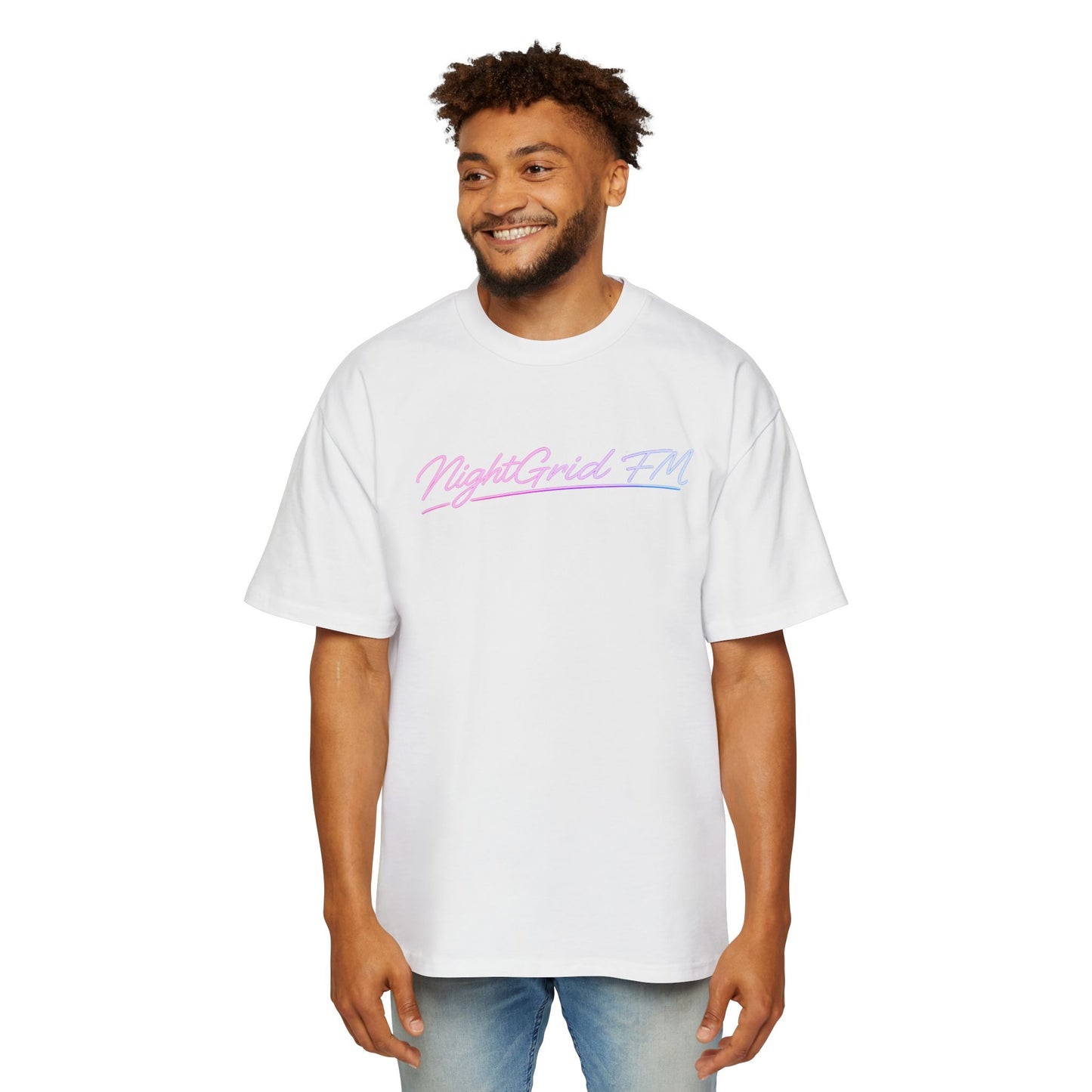 NightGrid FM Heavy Oversized Tee – Neon Vice Edition