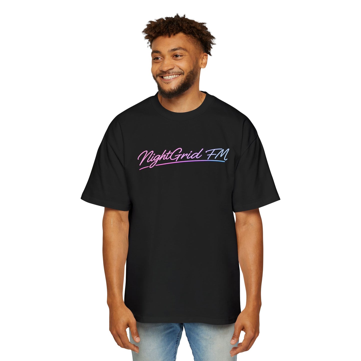 NightGrid FM Heavy Oversized Tee – Neon Vice Edition