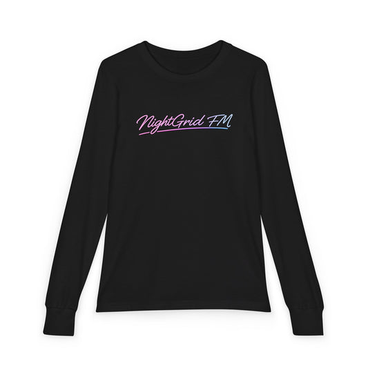 NightGrid FM Youth Long Sleeve Tee – Neon Streetwear Edition