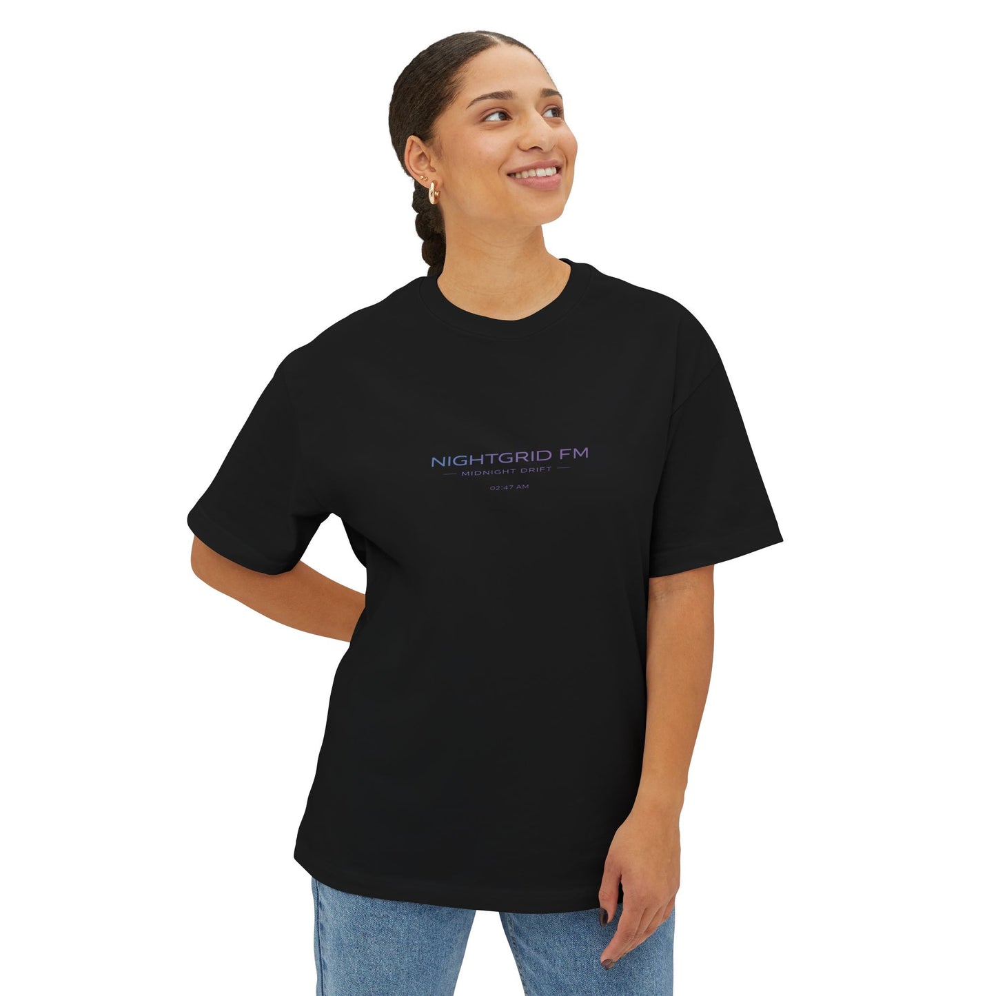 NightGrid FM Oversized Tee — Midnight Drift (Streetwear Drop)