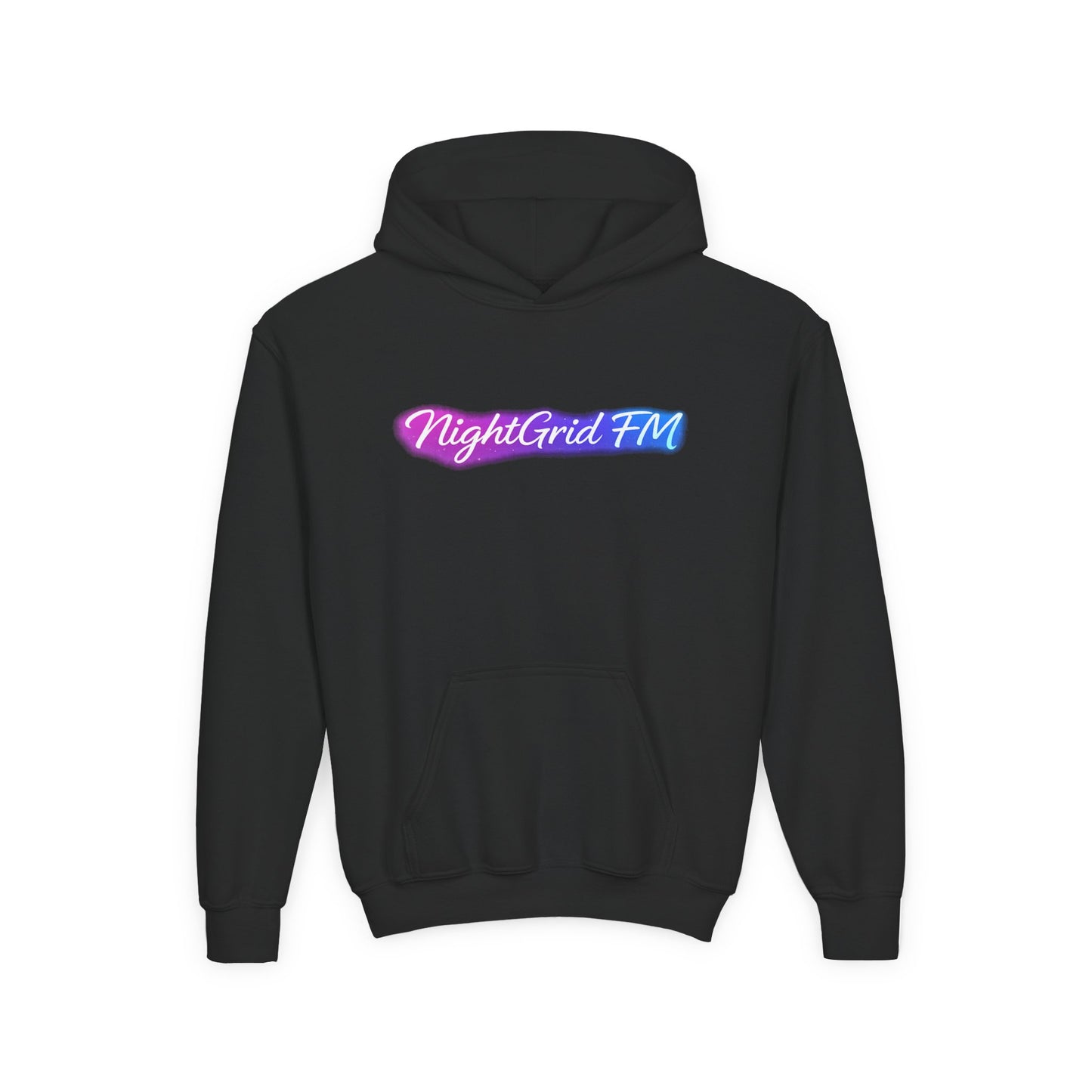 NightGrid FM Kids Neon Utopia Hoodie – Youth Anime Streetwear Graphic Hoodie